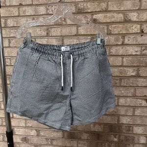 Zara Blue and White Striped Swim Trunks - Men's Large